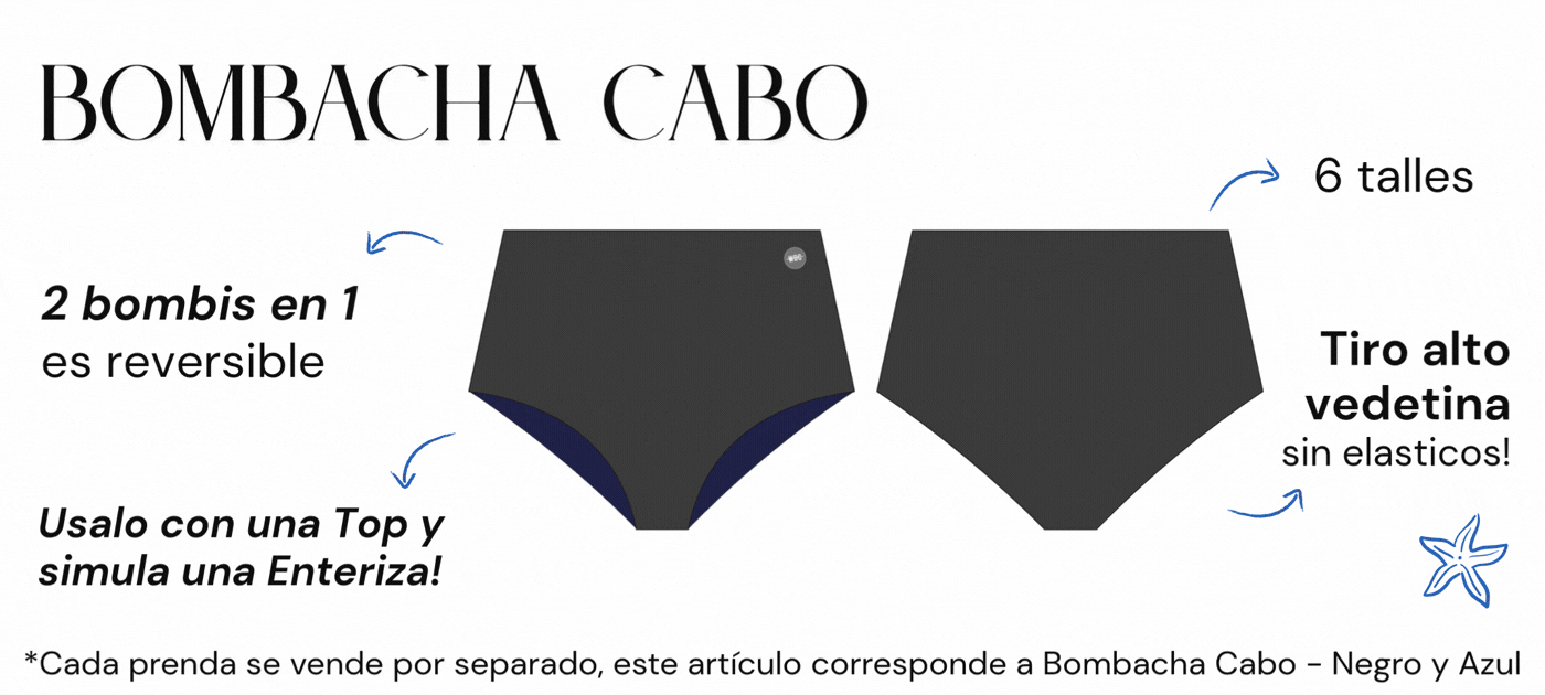 bombacha tiro alto negra y azul reversible